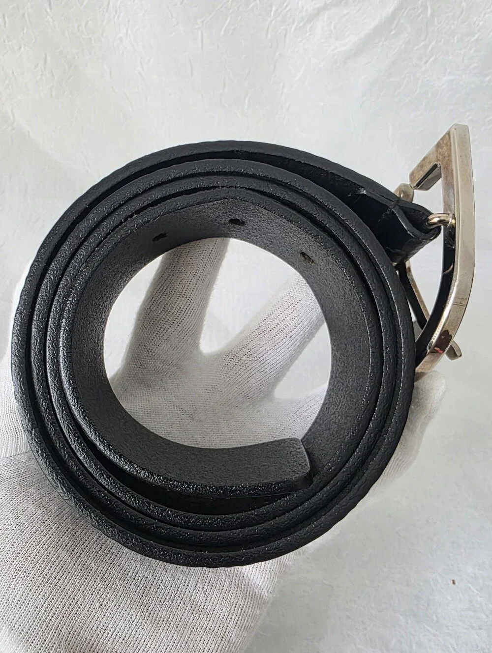 Auth Gucci Guccissima Men Black Leather Belt with Silver Buckle - Picture 12 of 12